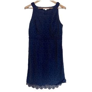 Boden Halter Neck Crochet Navy Blue Dress-Size 10